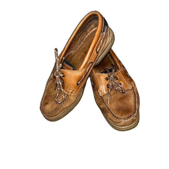 Sebago‎ Docksides 2 tone Brown Leather Slip-On Boat Shoes Womens Size 5.5 - Picture 1 of 7